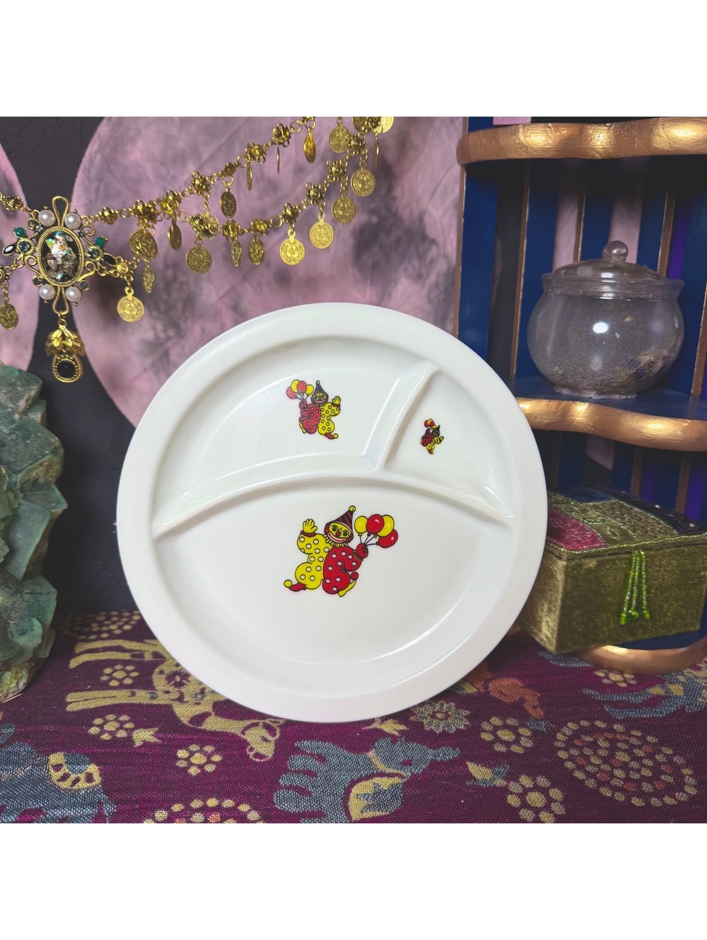 Kids Vintage Retro 80’s Clown Divider Plate